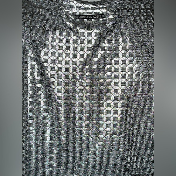 NWT - MICHAEL Michael Kors Metallic Cold-Shoulder Long Sleeve Top Size Medium - Picture 5 of 9